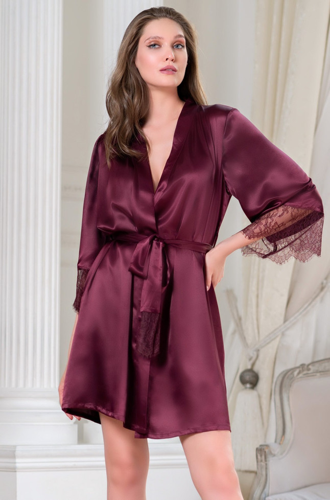 Халат шелковый Mia-Amore "Sharon" 3803 бордовый