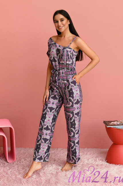 Комбинезон домашний женский Alba 16506 'Mia-Mia' - длинный, асимметричный, из вискозы 