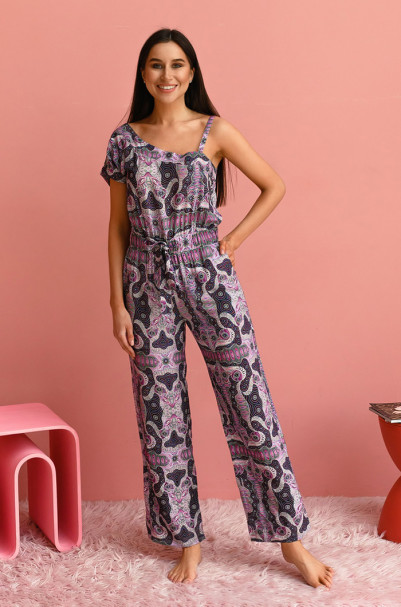 Комбинезон домашний женский Alba 16506 'Mia-Mia' - длинный, асимметричный, из вискозы 