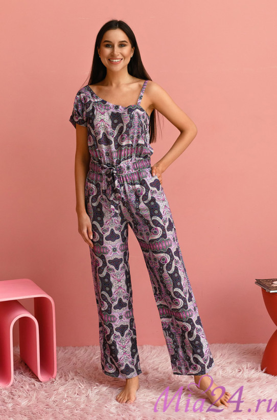 Комбинезон домашний женский Alba 16506 'Mia-Mia' - длинный, асимметричный, из вискозы 