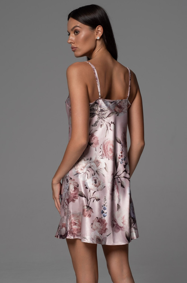 Сорочка короткая женская Philomena 4850 'Mia-Amore' - на тонких бретелях, с кружевом, шелковая