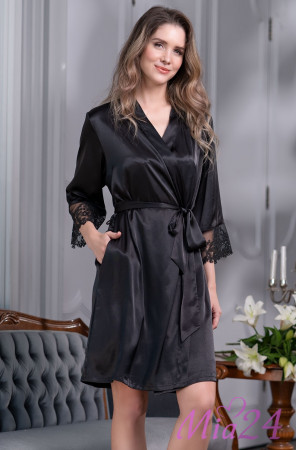 Халат женский шелковый Mia-Amore "White Swan" 3553 черный Халат женский шелковый Mia-Amore "White Swan" 3553 черный