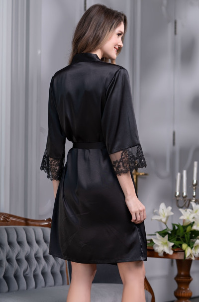 Халат женский шелковый Mia-Amore "White Swan" 3553 черный
