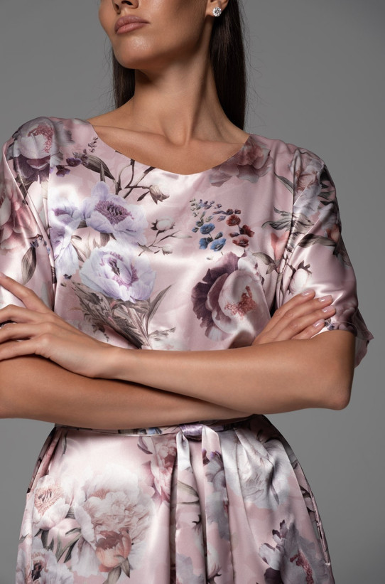 Туника женская Philomena 4851 'Mia-Amore' - свободная, до колен, с короткими рукавами, карманами и поясом