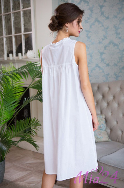 Сорочка из хлопка на широких бретелях Mia-Mia "Helene" 16191 белый с золотом Сорочка из хлопка на широких бретелях Mia-Mia "Helene" 16191 белый с золотом