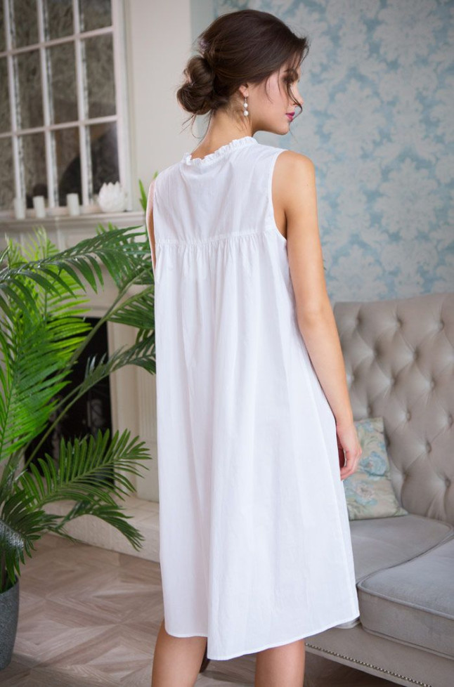 Сорочка из хлопка на широких бретелях Mia-Mia "Helene" 16191 белый с золотом