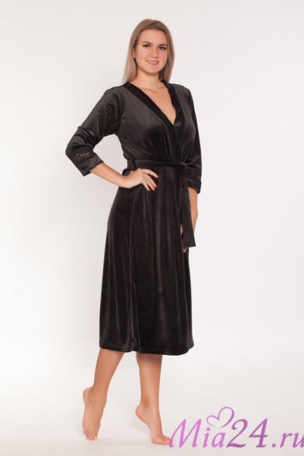 Халат велюровый женский Весталия 3774 черный