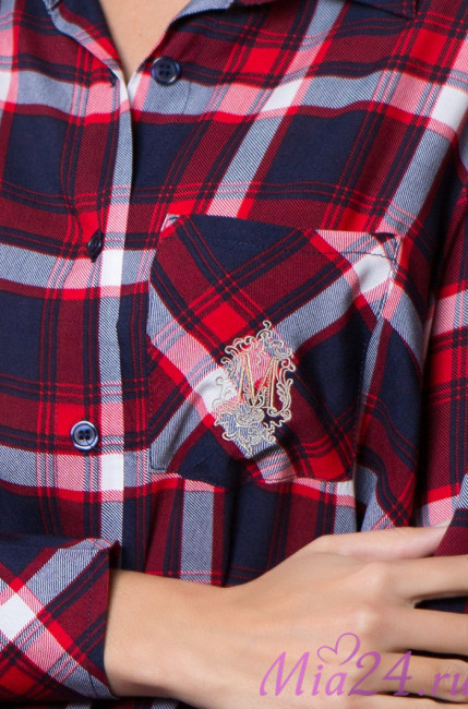 Туника домашняя женская Davina 16253 'Mia-Mia' - с воротником и карманом, на пуговицах 