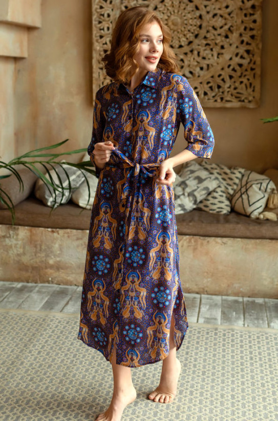 Халат домашний женский из вискозы на пуговицах Mia-Mia "Gera" 16468