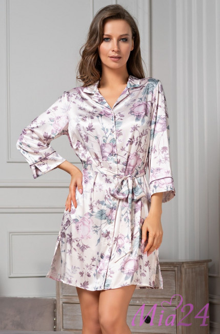 Халат шелковый на пуговицах Mia-Amore "Miracle" 3547