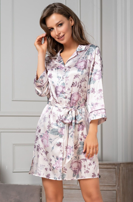 Халат шелковый на пуговицах Mia-Amore "Miracle" 3547