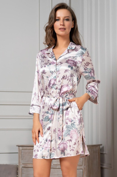 Халат шелковый на пуговицах Mia-Amore "Miracle" 3547