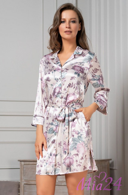 Халат шелковый на пуговицах Mia-Amore "Miracle" 3547