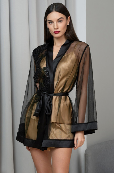 Пеньюар женский прозрачный Mia-Amore "Jardin" 4025 черный