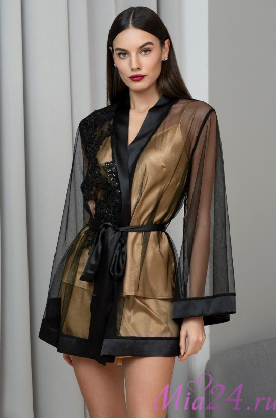 Пеньюар женский прозрачный Mia-Amore "Jardin" 4025 черный