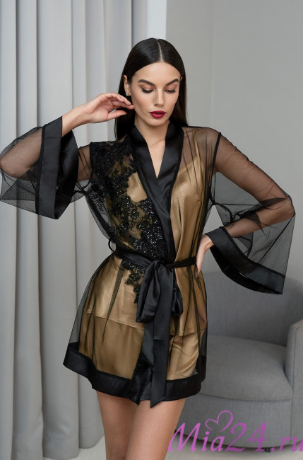 Пеньюар женский прозрачный Mia-Amore "Jardin" 4023 черный Пеньюар женский прозрачный Mia-Amore "Jardin" 4023 черный