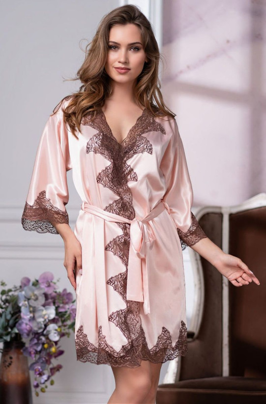 Халат шелковый Mia-Amore "Marilin" 3103 пудровый