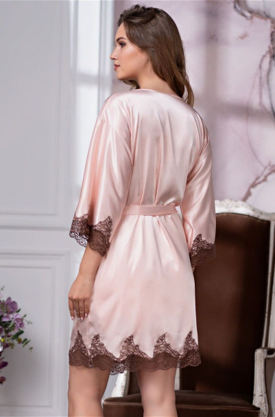 Халат шелковый Mia-Amore "Marilin" 3103 пудровый