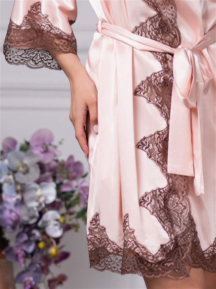 Халат шелковый Mia-Amore "Marilin" 3103 пудровый