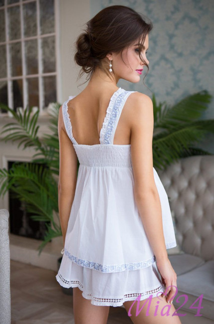 Пижама женская из хлопка Mia-Mia "Helene" 16192 белый с золотом Пижама женская из хлопка Mia-Mia "Helene" 16192 белый с золотом