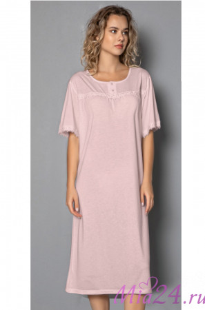 Сорочка женская из бамбука с вискозой с коротким рукавом  "Reina" 21109 пудровый