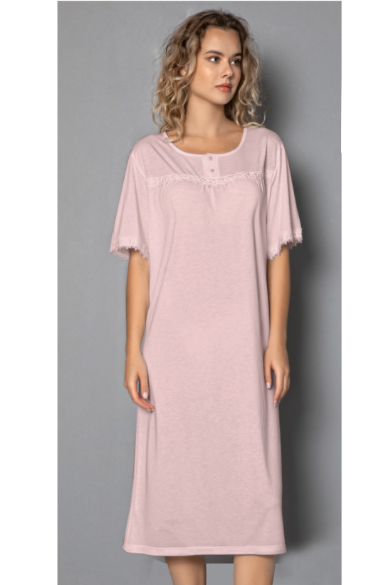 Сорочка женская из бамбука с вискозой с коротким рукавом  "Reina" 21109 пудровый