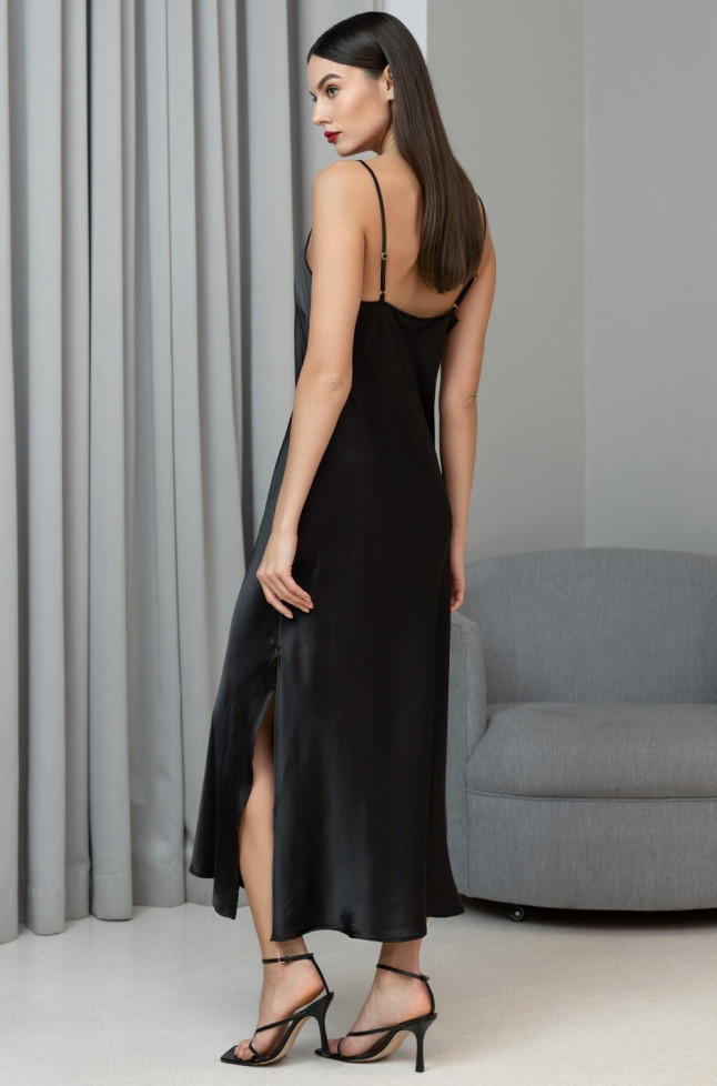 Сорочка длинная женская шелковая Mia-Amore "Jardin" 4028 черный 