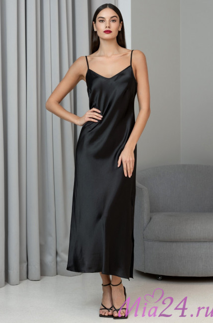 Сорочка длинная женская шелковая Mia-Amore "Jardin" 4028 черный Сорочка длинная женская шелковая Mia-Amore "Jardin" 4028 черный