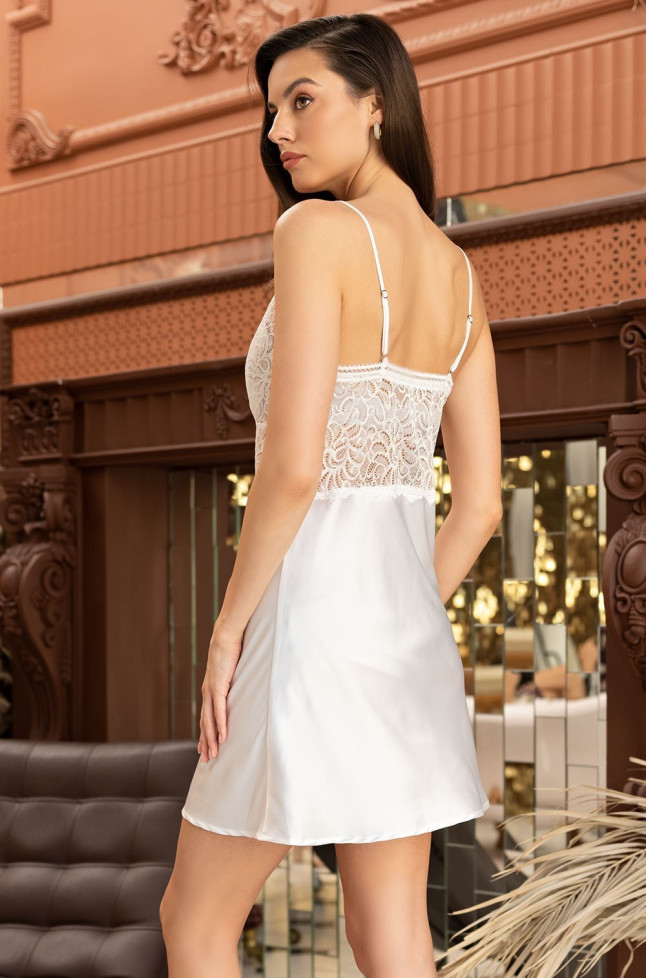 Сорочка короткая женская Misty 7261 'Mia-Amore' - цвет белый, с кружевом