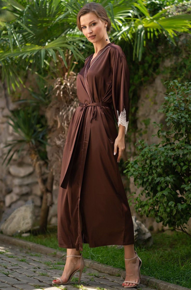 Халат длинный шелковый Mia-Amore "Marilin" 3109 шоколад
