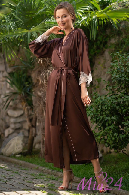 Халат длинный шелковый Mia-Amore "Marilin" 3109 шоколад Халат длинный шелковый Mia-Amore "Marilin" 3109 шоколад