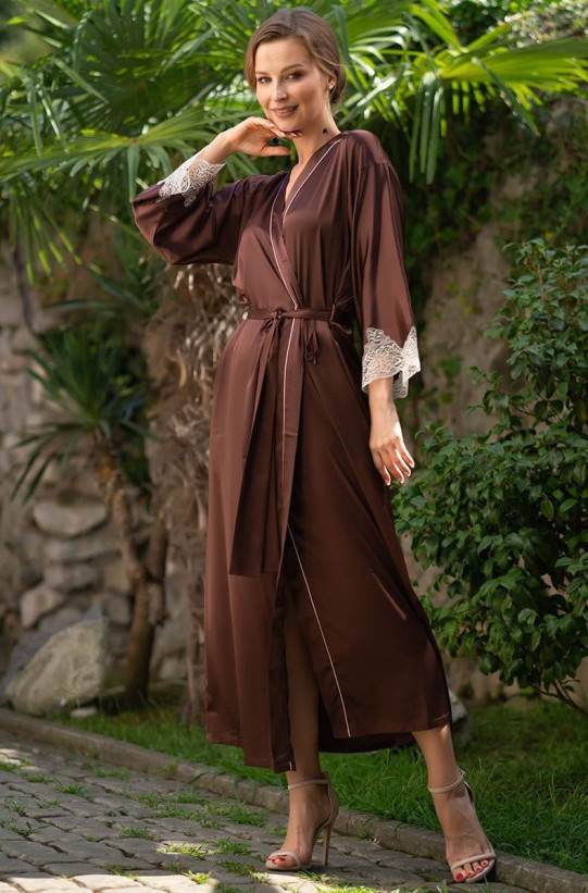 Халат длинный шелковый Mia-Amore "Marilin" 3109 шоколад