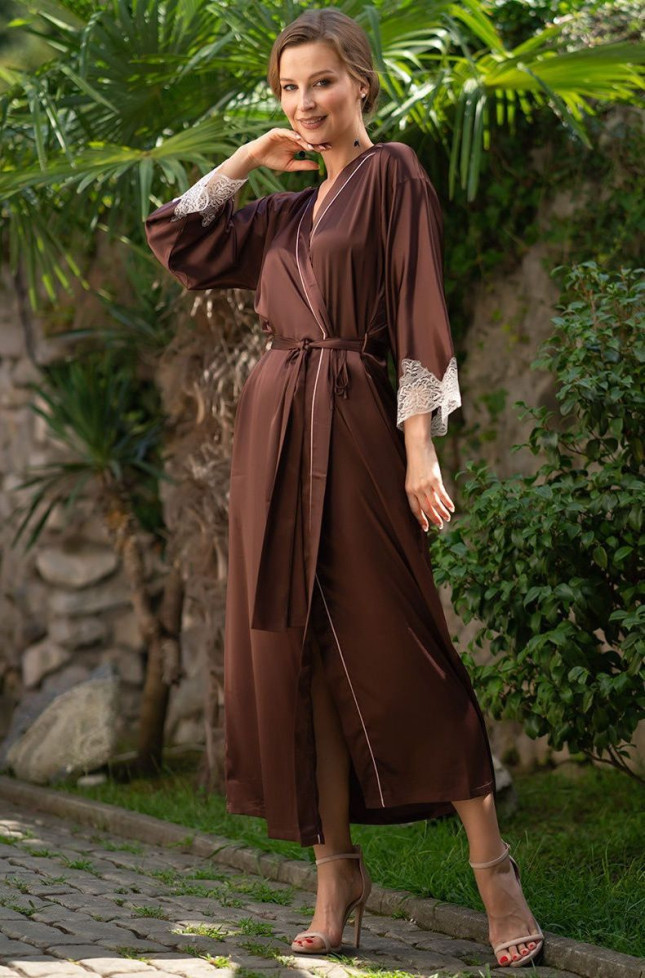 Халат длинный шелковый Mia-Amore "Marilin" 3109 шоколад