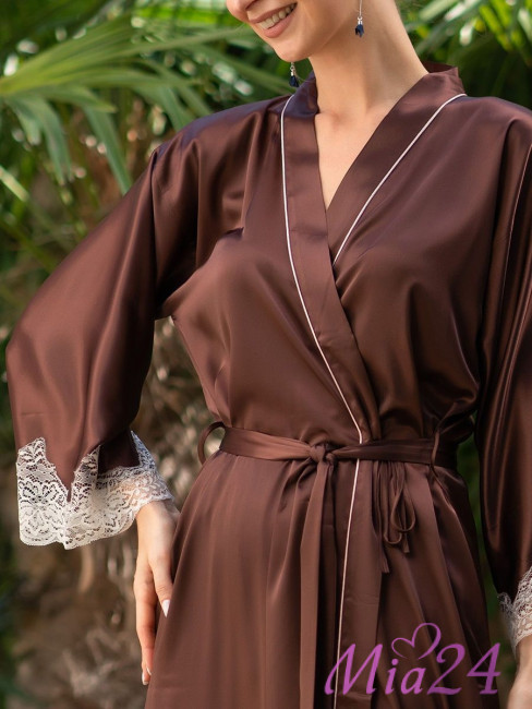 Халат длинный шелковый Mia-Amore "Marilin" 3109 шоколад Халат длинный шелковый Mia-Amore "Marilin" 3109 шоколад