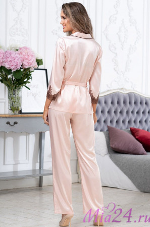 Шелковая пижама с брюками Mia-Amore "Marilin" 3156 пудровый 