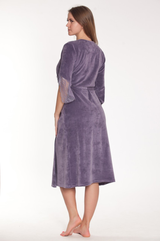 Халат длинный велюровый женский Весталия 3773 лиловый