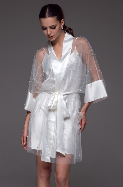 Халат женский прозрачный Mia-Amore "Estrella" 4283 белый