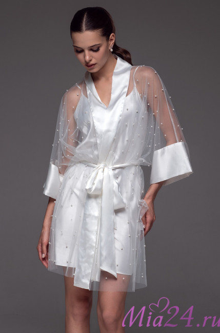 Халат женский прозрачный Mia-Amore "Estrella" 4283 белый