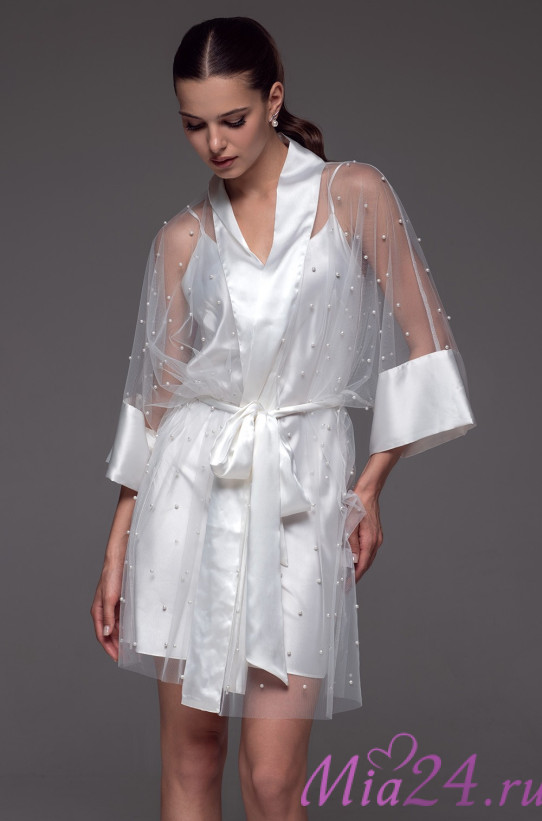 Халат женский прозрачный Mia-Amore "Estrella" 4283 белый