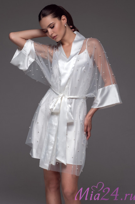 Халат женский прозрачный Mia-Amore "Estrella" 4283 белый