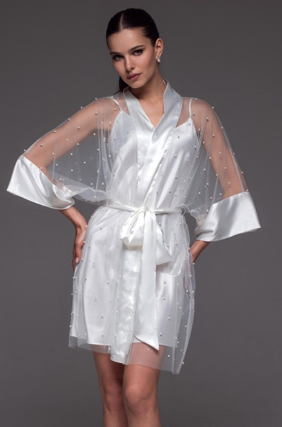 Халат женский прозрачный Mia-Amore "Estrella" 4283 белый