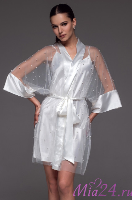 Халат женский прозрачный Mia-Amore "Estrella" 4283 белый