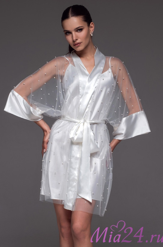 Халат женский прозрачный Mia-Amore "Estrella" 4283 белый