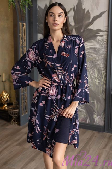 Короткий женский халат из вискозы Mia-Amore "Night Garden" 5193