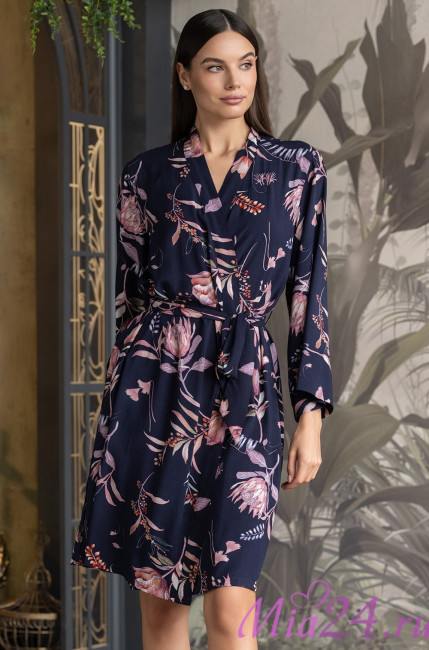 Короткий женский халат из вискозы Mia-Amore "Night Garden" 5193