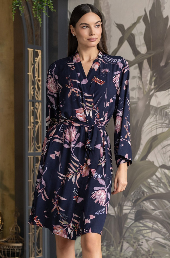 Короткий женский халат из вискозы Mia-Amore "Night Garden" 5193