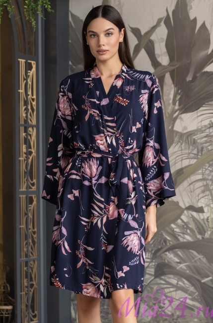 Короткий женский халат из вискозы Mia-Amore "Night Garden" 5193