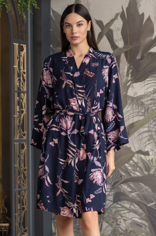 Короткий женский халат из вискозы Mia-Amore "Night Garden" 5193