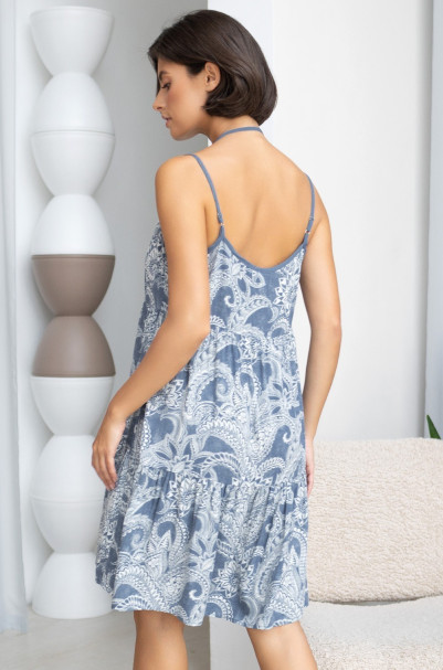 Сарафан короткий женский Pacific Ocean 1970 'Mia-Amore' - на бретелях, из вискозы с принтом