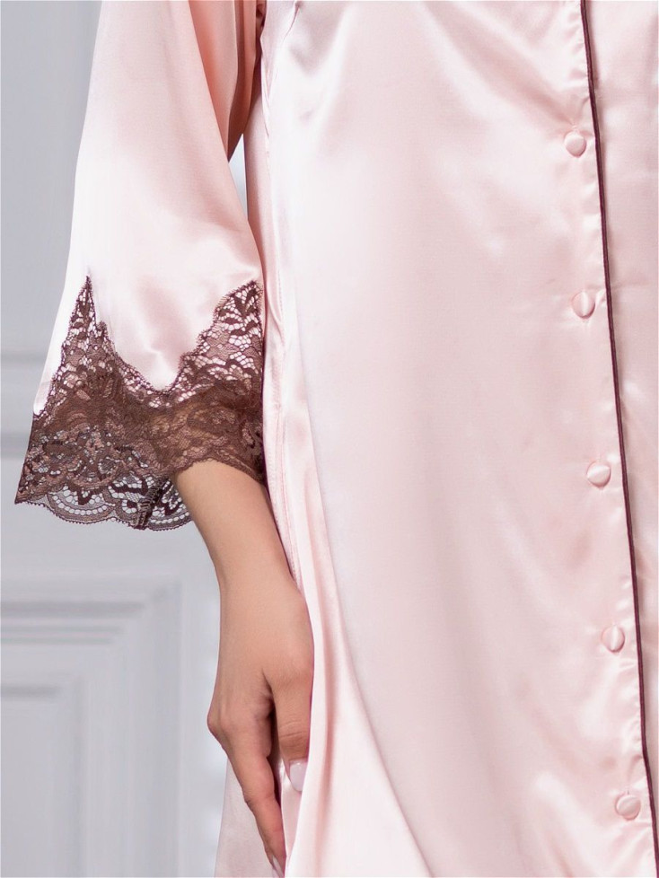 Халат на пуговицах шелковый Mia-Amore "Marilin" 3107 пудровый